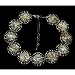 Vintage Mother Of Pearl Medallion Choker Neckalce